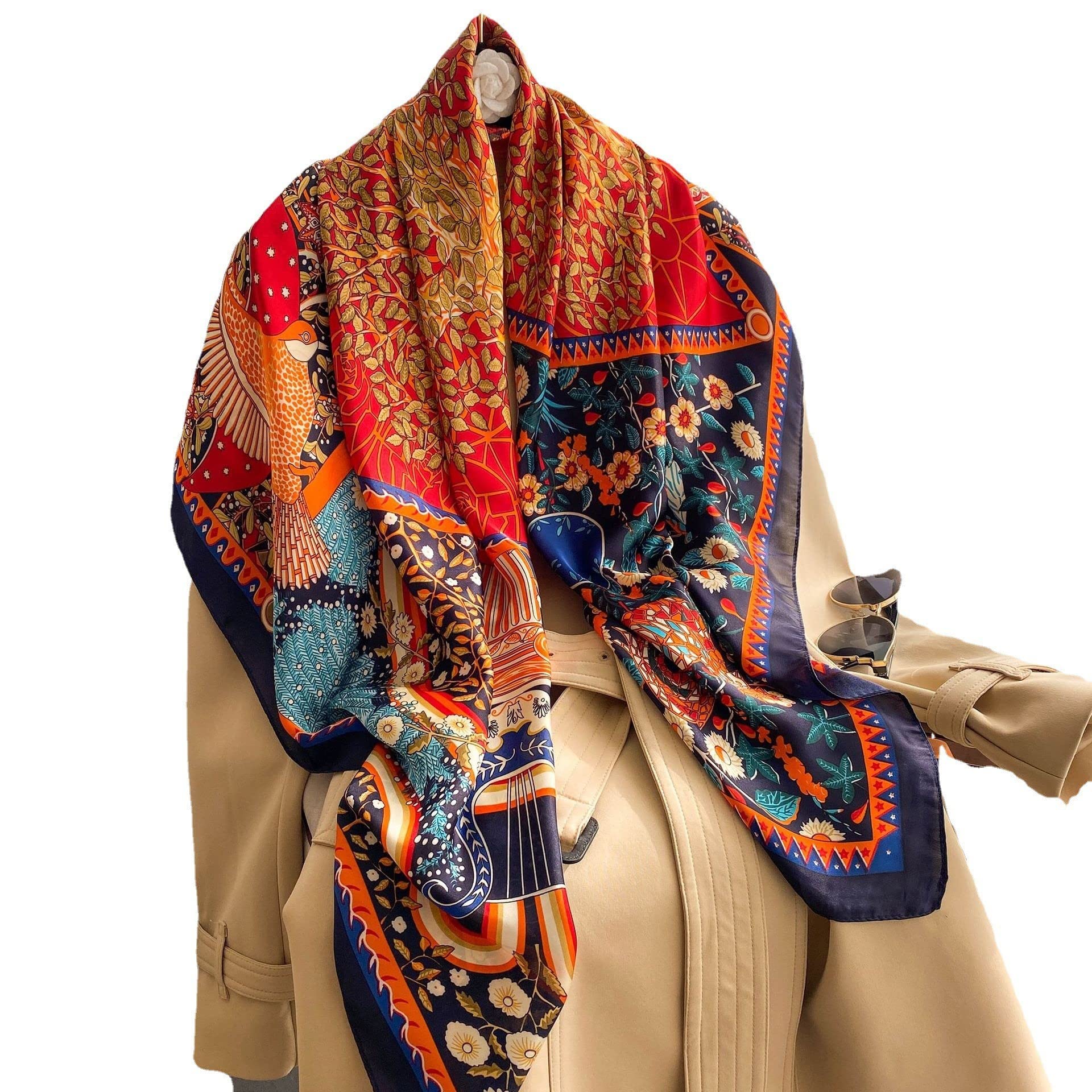 PALAY Satin Scarf for Women Square Silk Feeling Head Scarf Shawl Waps Comfy Polyester Hair Wrapping Scarves for Women Girls - 43.5¡Á43.5 In (Tree of Life Prints) PALAY Satin Scarf for Women Square Silk Feeling Head Scarf Shawl Waps Comfy Polyester Hair Wrapping Scarves for Women Girls - 43.5¡Á43.5 In (Tree of Life Prints)